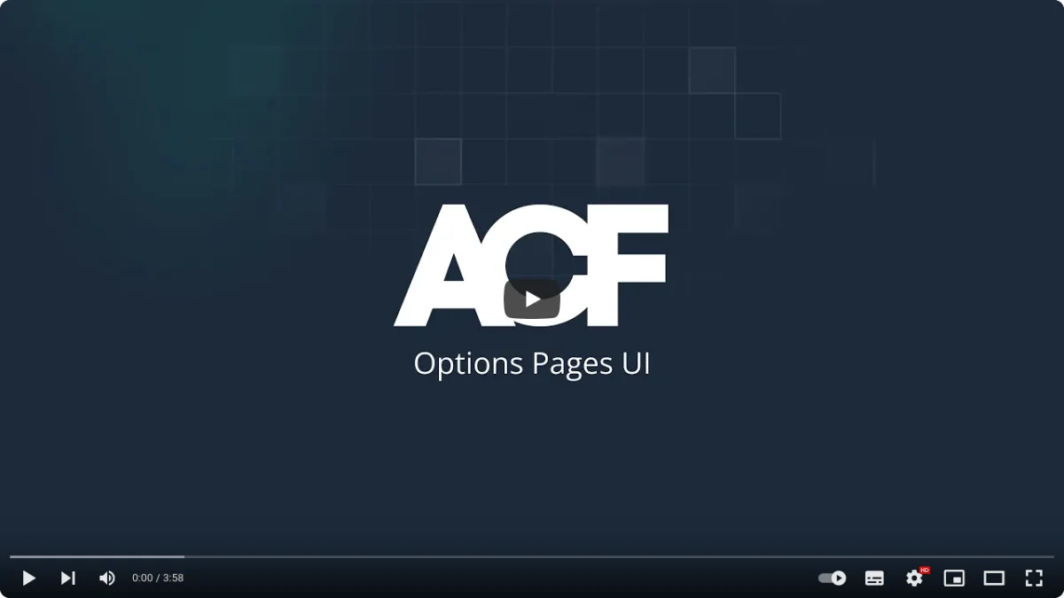 ACF Options Page UI - video cover