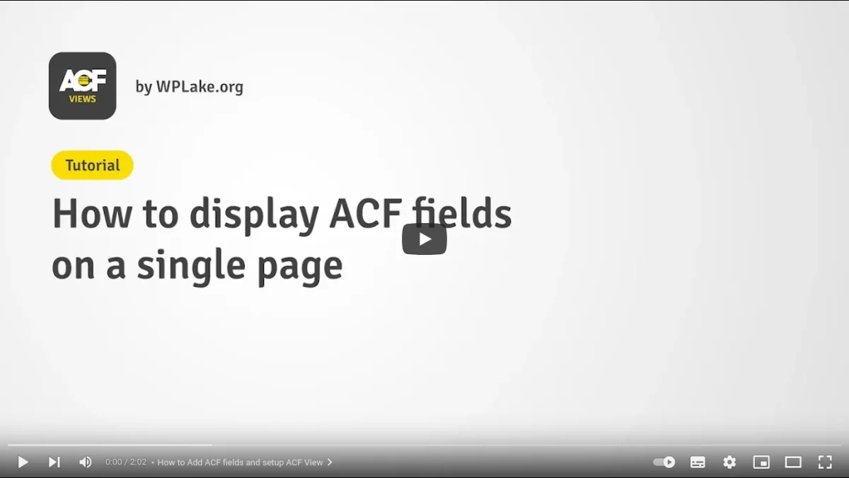 How to display ACF fields on a single page - the cover of the video review