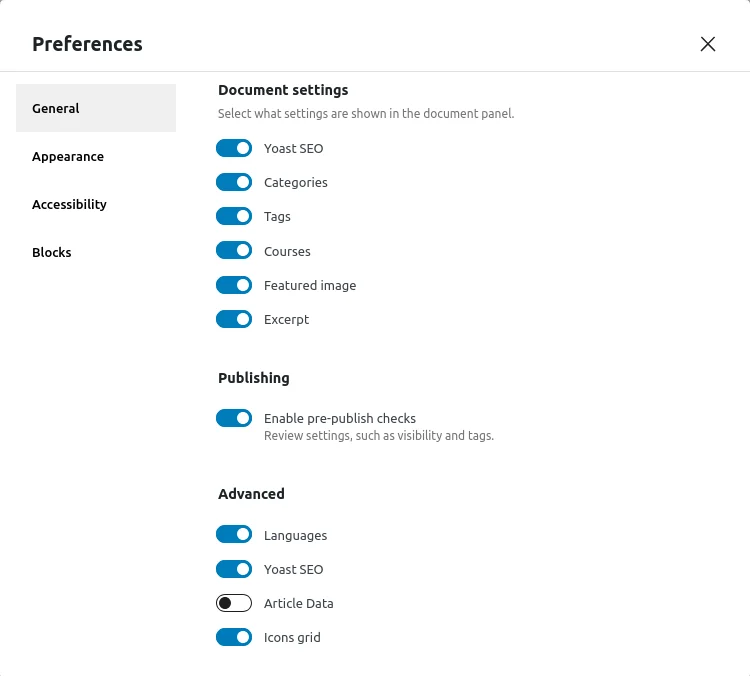 ACF Hidden group in Gutenberg preferences