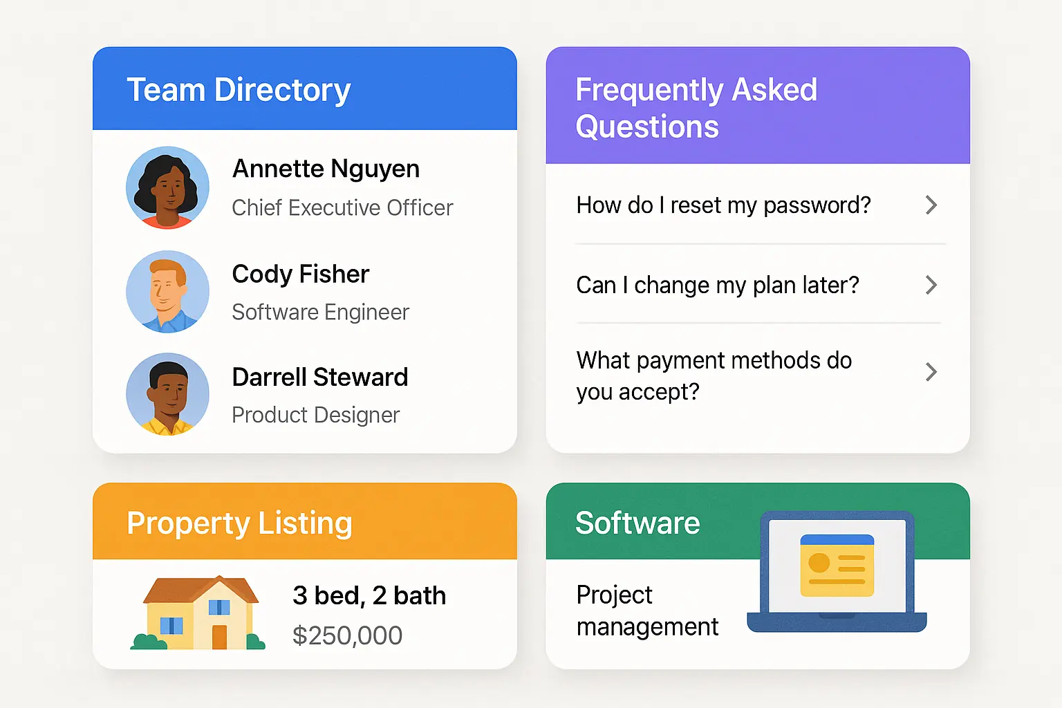 reusable content layouts wp